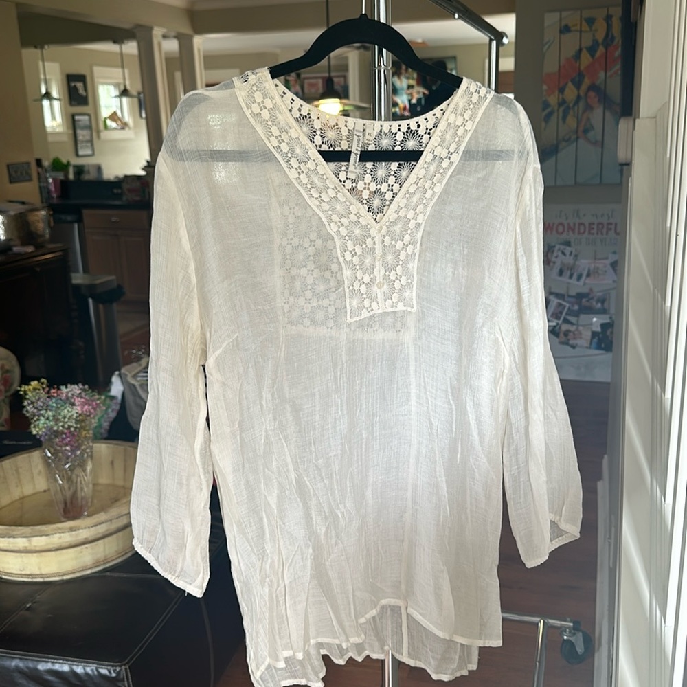 Cream Tunic with Crotchet details